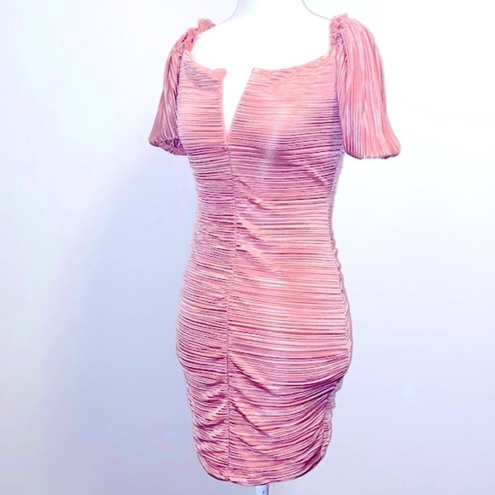 Pink Symphony mini ruched accordion dress